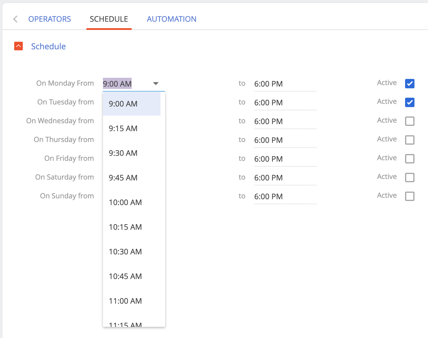 Schedule time picker