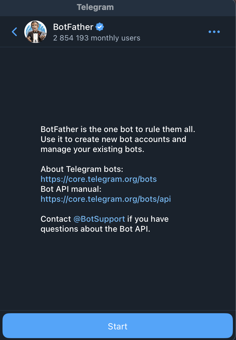 BotFather start