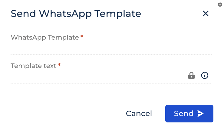Send WhatsApp Template dialog