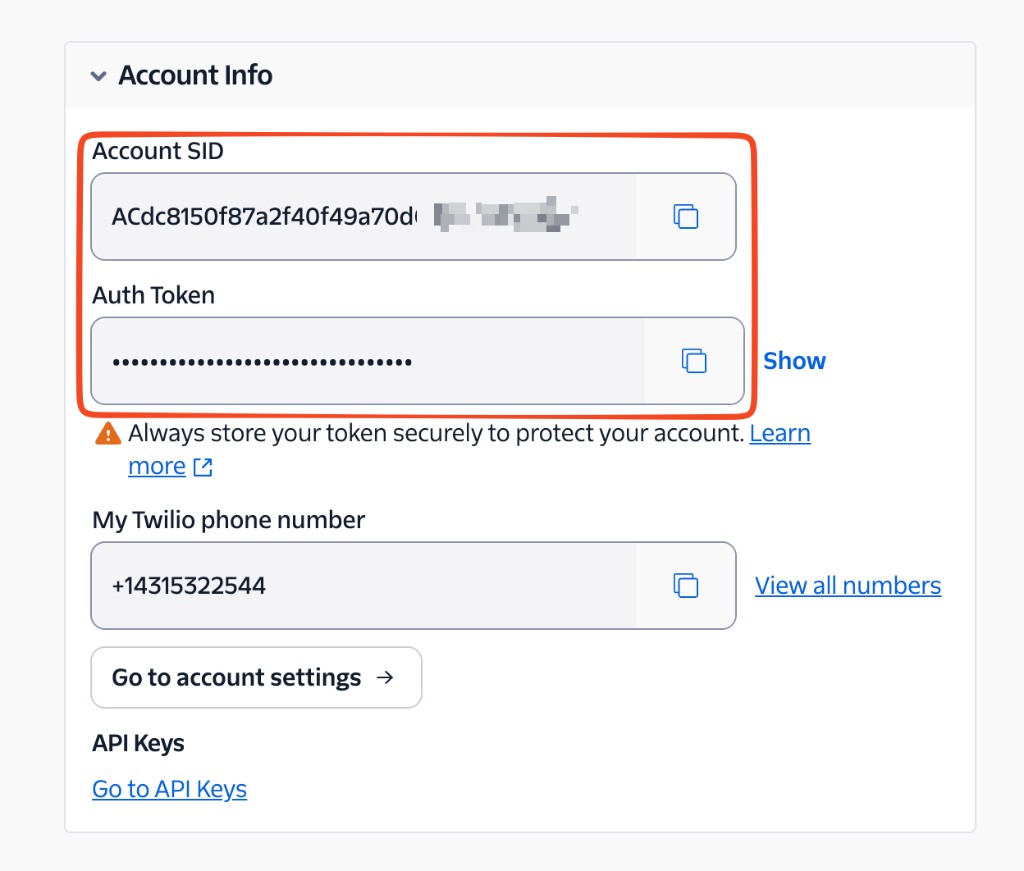 Twilio credentials
